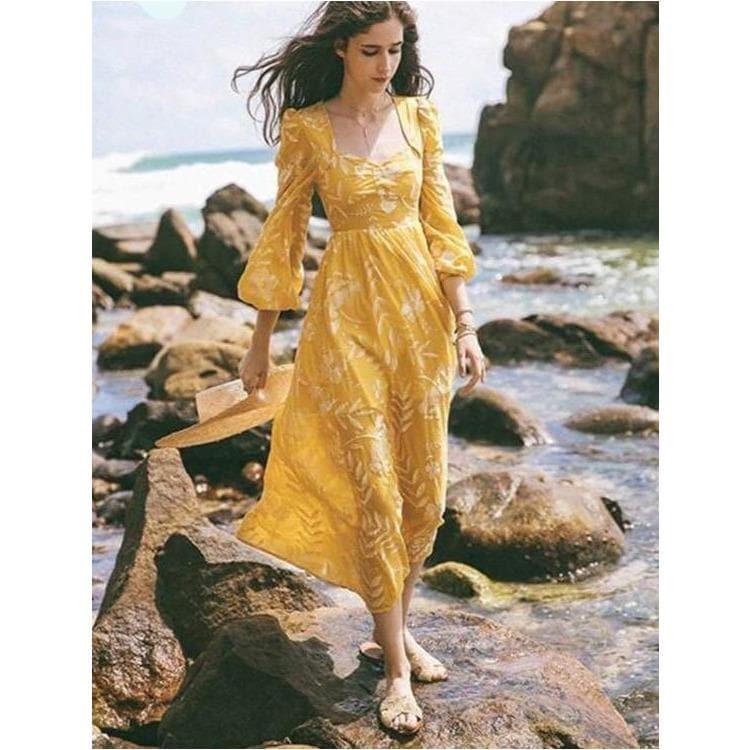 spring embroidery midi dress