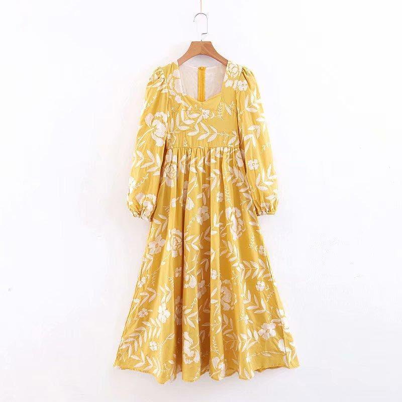 spring embroidery midi dress