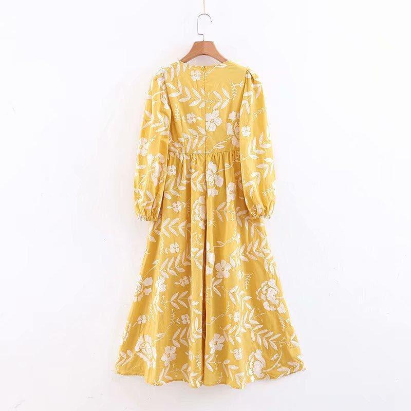 spring embroidery midi dress