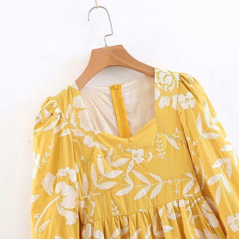 spring embroidery midi dress