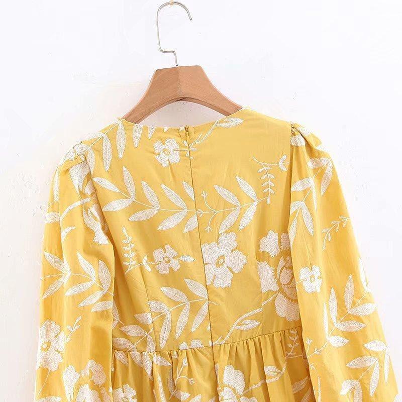 spring embroidery midi dress
