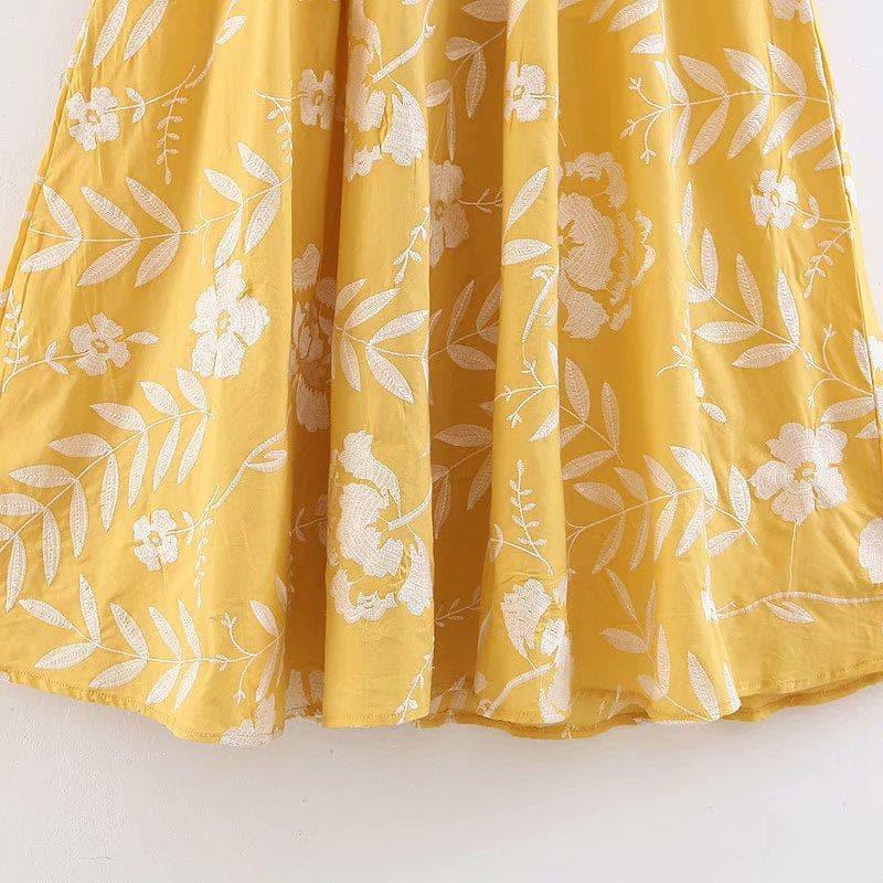 spring embroidery midi dress