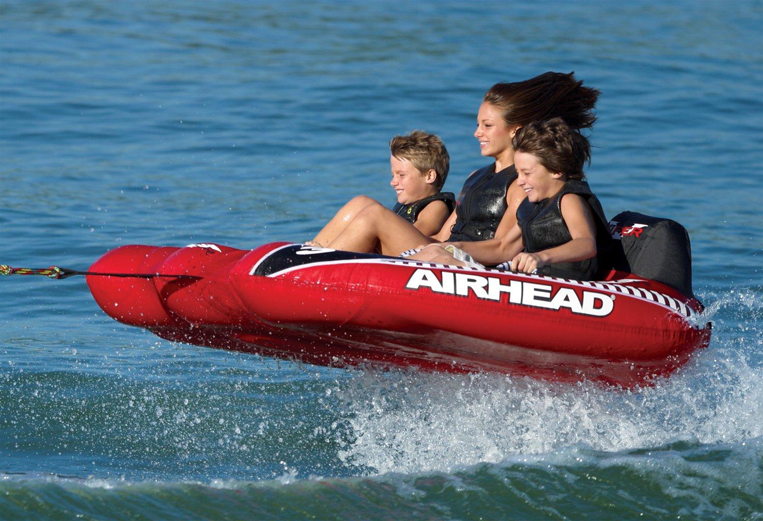 AIRHEAD Viper 3 Triple Rider Cockpit Inflatable Towable Tube &amp; 60' Tow Rope