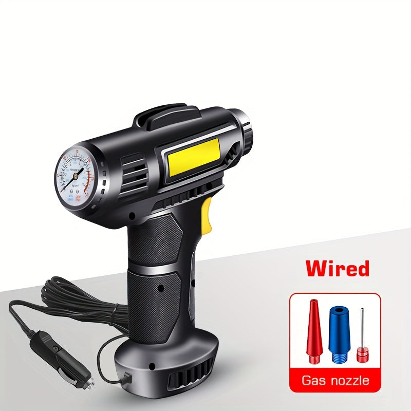 120W Portable Car Air Compressor, Wired/Wireless Handheld Car Inflatable Pump Electric, Automobiles Tire Inflator With LED Light For Car
