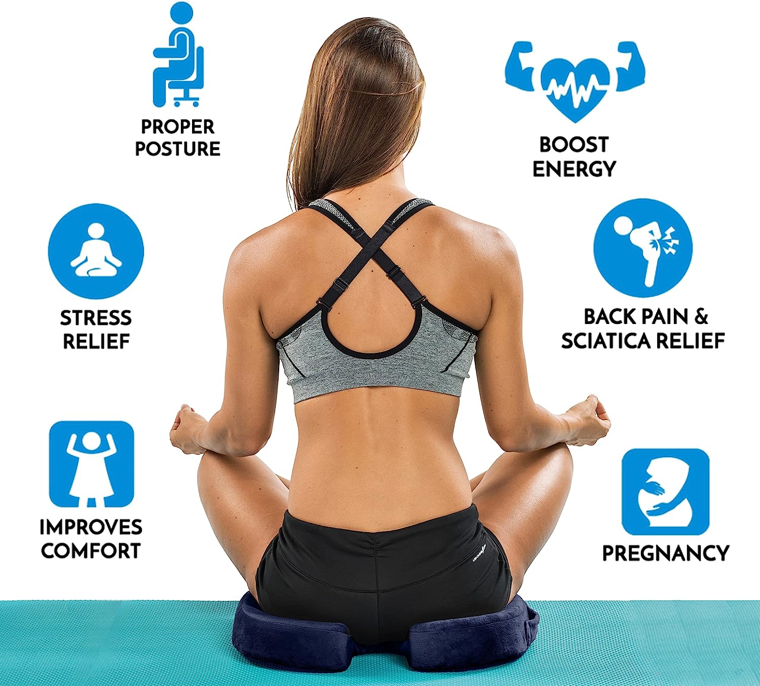 ComfiLife Gel Enhanced Seat Cushion – Non-Slip Orthopedic Gel &amp; Memory Foam Coccyx Cushion for Tailbone Pain – Office Chair Car Seat Cushion – Sciatica &amp; Back Pain Relief (Navy)