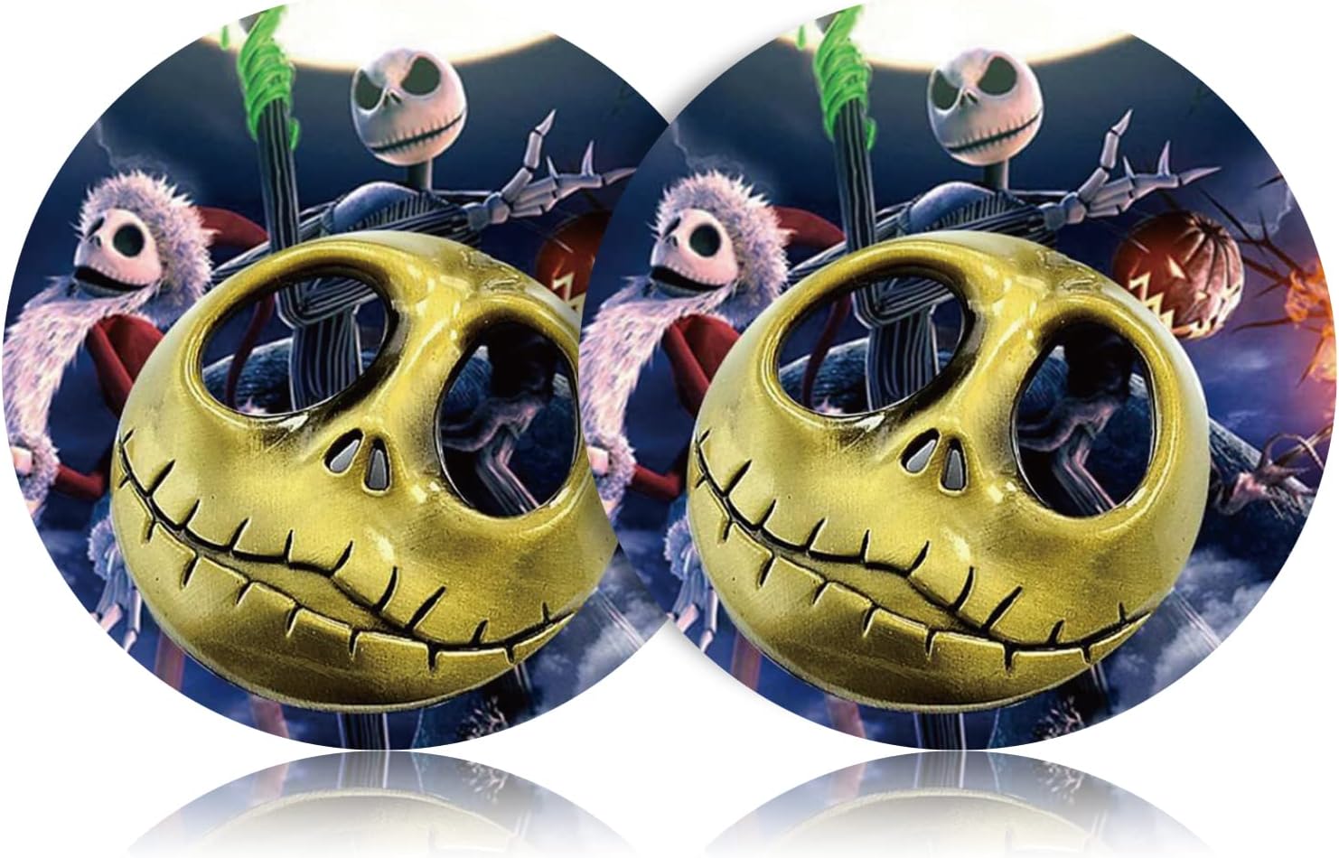 Nightmare Before Christmas Jack Skellington 2-Piece 2.75" Car Cup Holder Coasters, Cool Funny Fun Cartoon Silicone Skull Car Interior Coasters 2PCS Car Coasters for Cup Holders by FLYEEGO