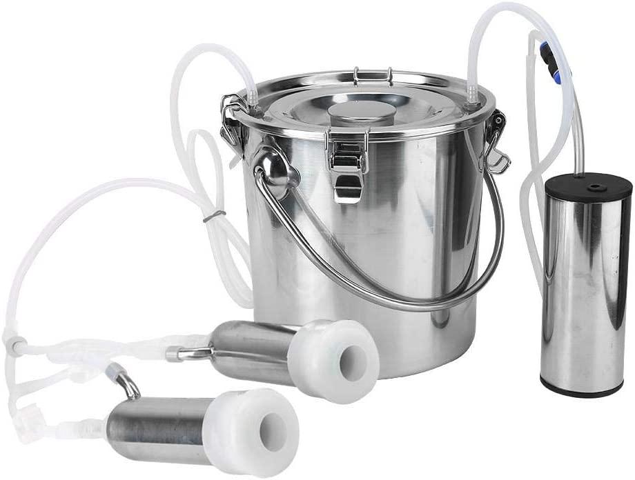 HEEPDD 5L Electric MilMachine Kit, Minitype Portable  Steel Double Head Milker Machine Household Electric Sheep Goat Cow MilMachine (for Cow US Plug)
