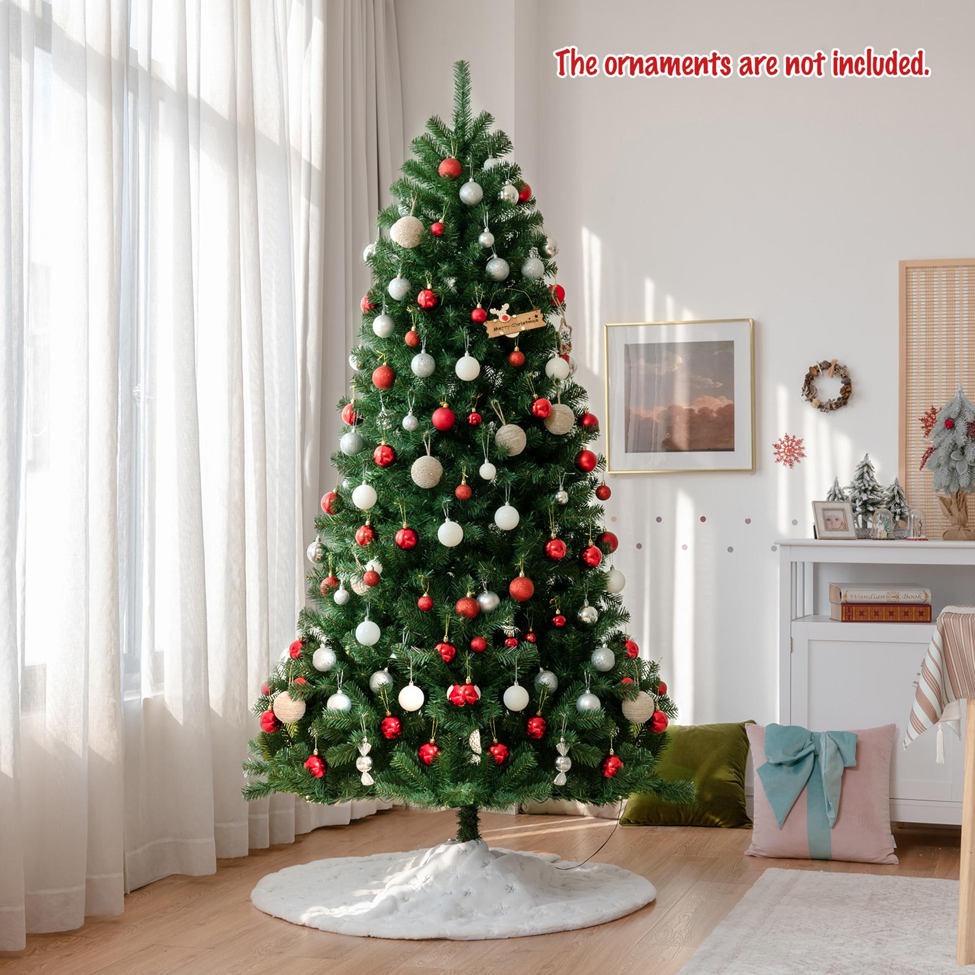 Gymax 6 FT Pre-lit Artificial Christmas Tree Hinged Xmas Tree w/ 9 Lighting Modes