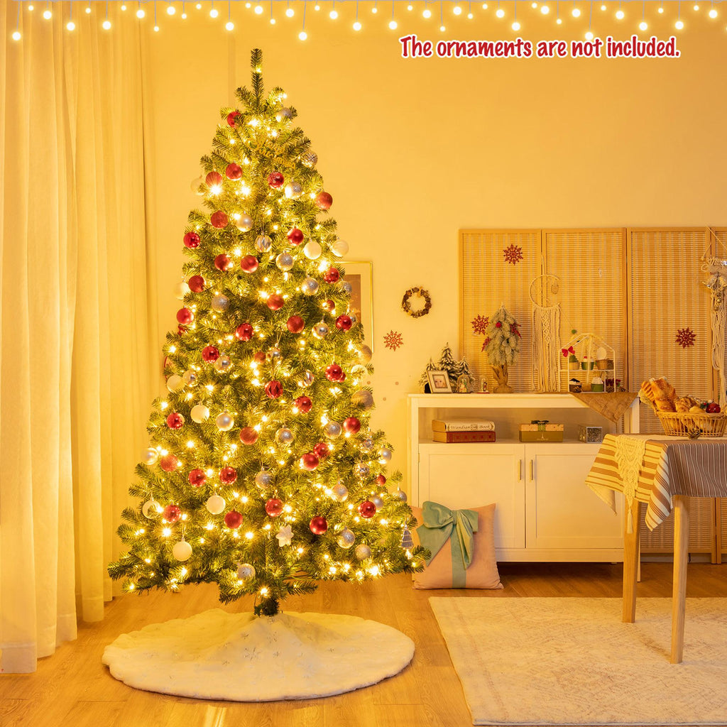 Gymax 6 FT Pre-lit Artificial Christmas Tree Hinged Xmas Tree w/ 9 Lighting Modes