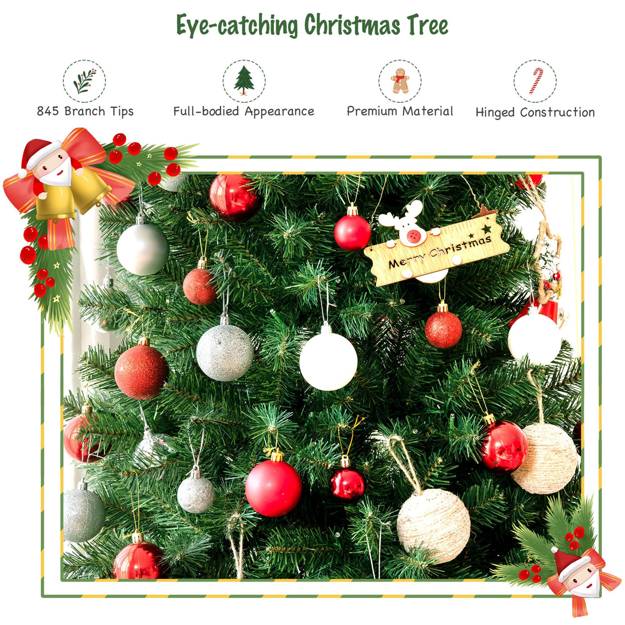 Gymax 6 FT Pre-lit Artificial Christmas Tree Hinged Xmas Tree w/ 9 Lighting Modes