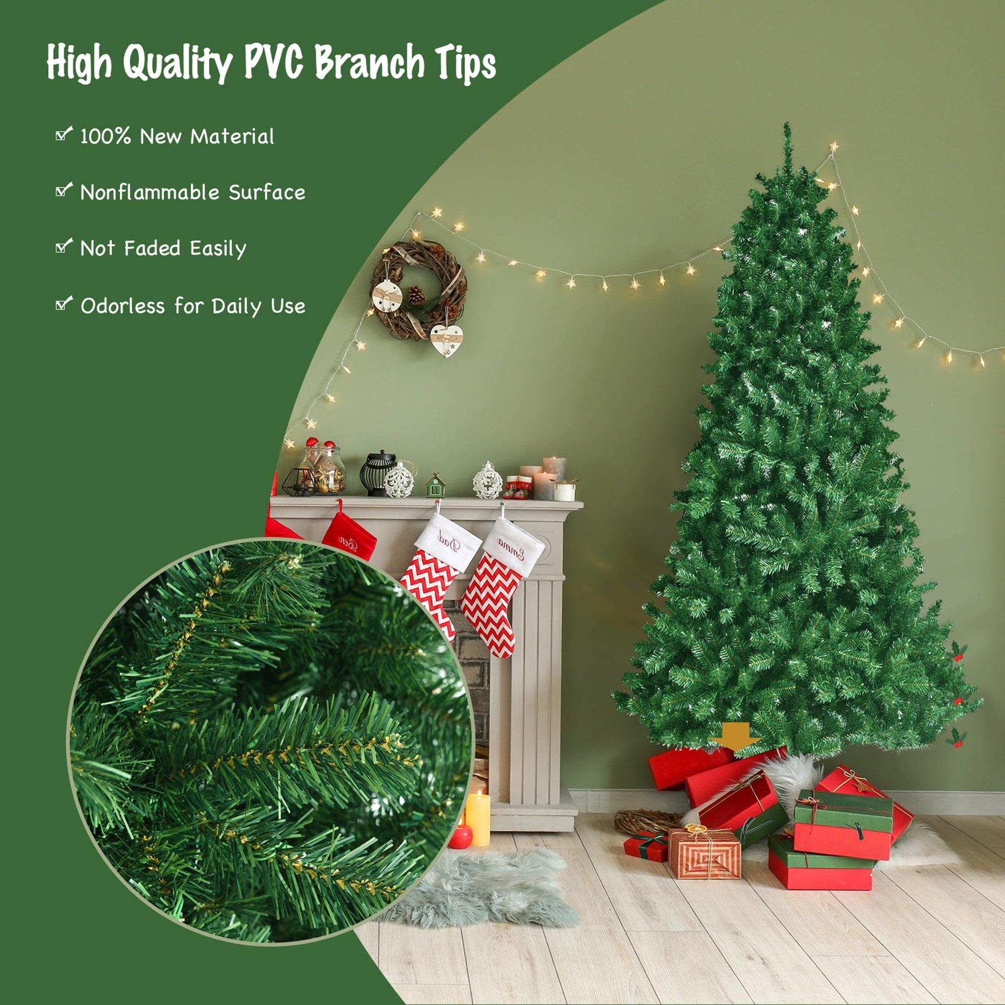 Gymax 6 FT Pre-lit Artificial Christmas Tree Hinged Xmas Tree w/ 9 Lighting Modes