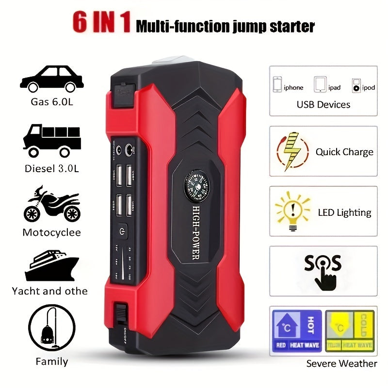 12V 200A Car Jump Starter, Portable Power Bank Starting Device, Diesel Petrol Powered 8000mAh Power Charger For Car Battery Booster