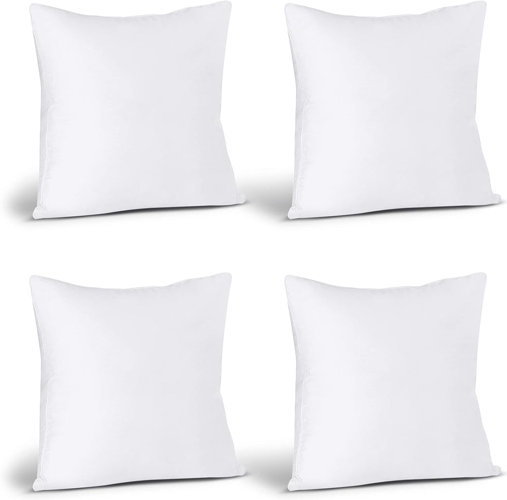 Utopia Bedding Throw Pillows (Set of 4, White), 18 x 18 Inches Pillows for Sofa, Bed and Couch Decorative Stuffer Pillows