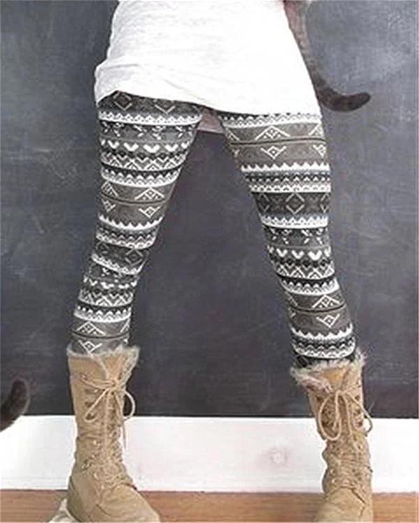 stripe vintage print leggings casual pants