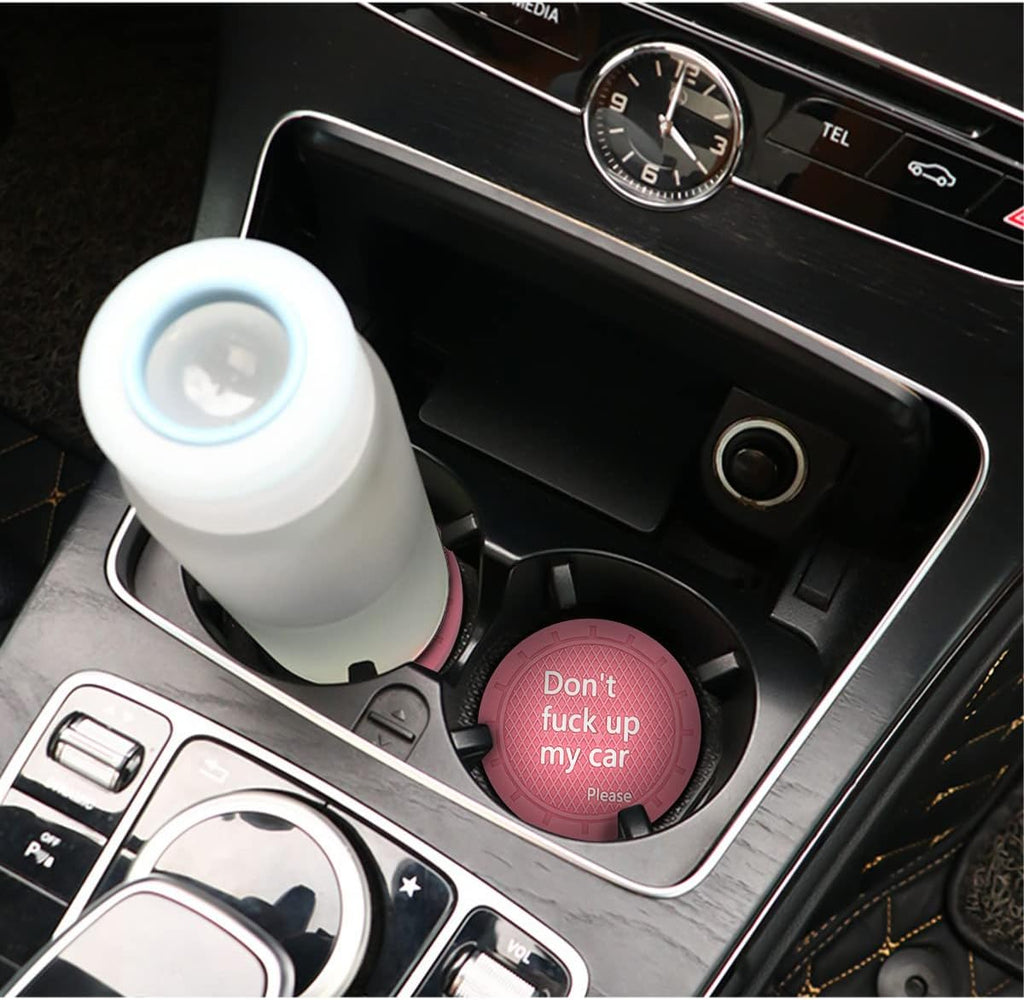 8sanlione Car Cup Coaster, 4Pcs 2.75 Inch Auto Cup Holder Insert Coasters, Non-Slip Waterproof Embedded Drink Mat, Automotive Interior Accessories for Men and Women (D Pink/4PCS)