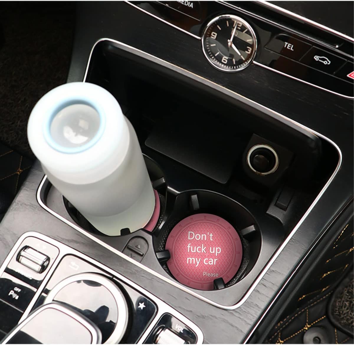 8sanlione Car Cup Coaster, 4Pcs 2.75 Inch Auto Cup Holder Insert Coasters, Non-Slip Waterproof Embedded Drink Mat, Automotive Interior Accessories for Men and Women (D Pink/4PCS)