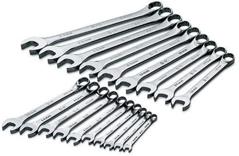 SK Professional Tools 86224 19-Piece 12-Point Metric Regular Combination Wrench Set - SuperKrome Finish, Set of 19 Chrome Wrenches Made in USA
