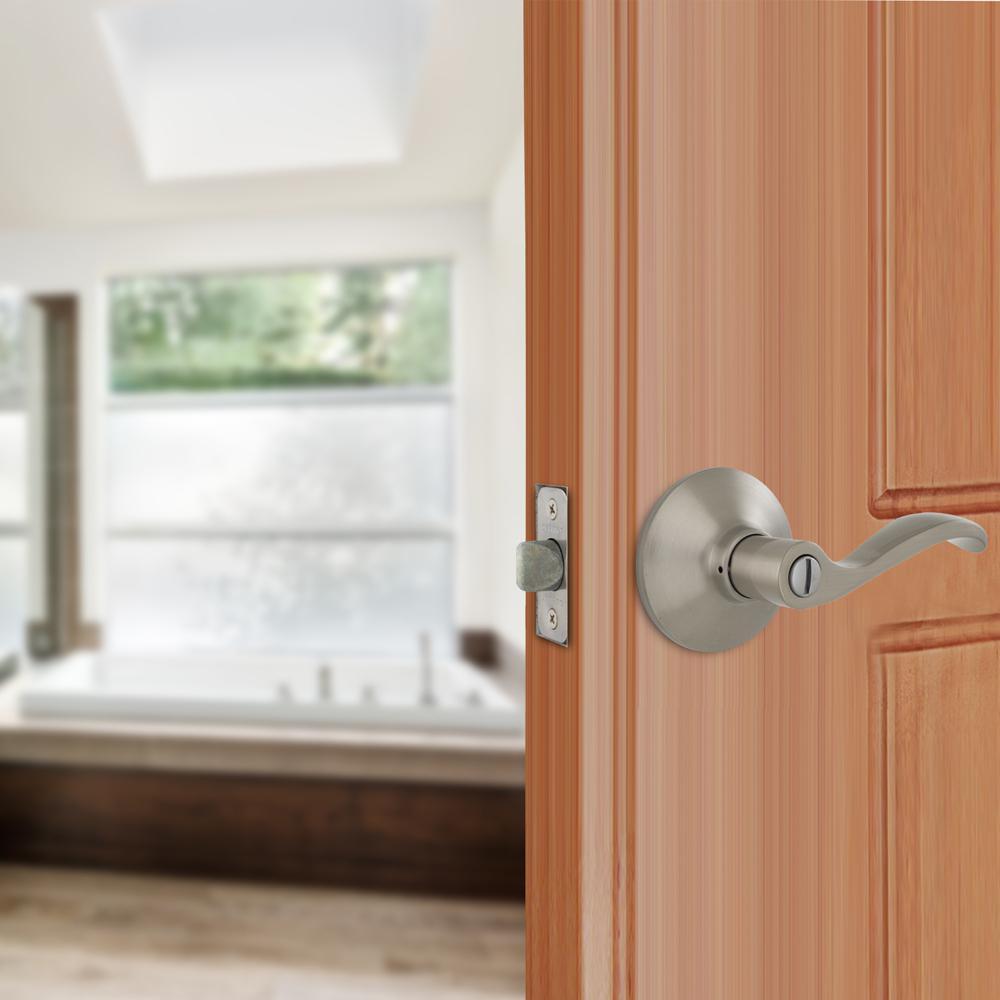 Naples Satin Nickel Bed/Bath Privacy Door Lever