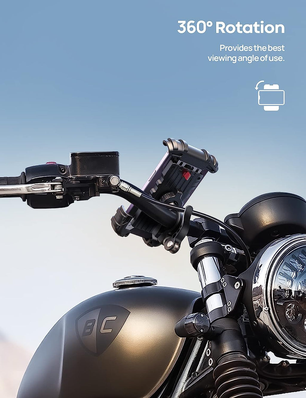 Bike Phone Holder, Motorcycle Phone Mount - Lamicall Motorcycle Handlebar Cell Phone Clamp, Scooter Phone Clip for iPhone 14 Plus/Pro Max, 13 Pro Max, S9, S10 and More 4.7" - 6.8" Smartphones