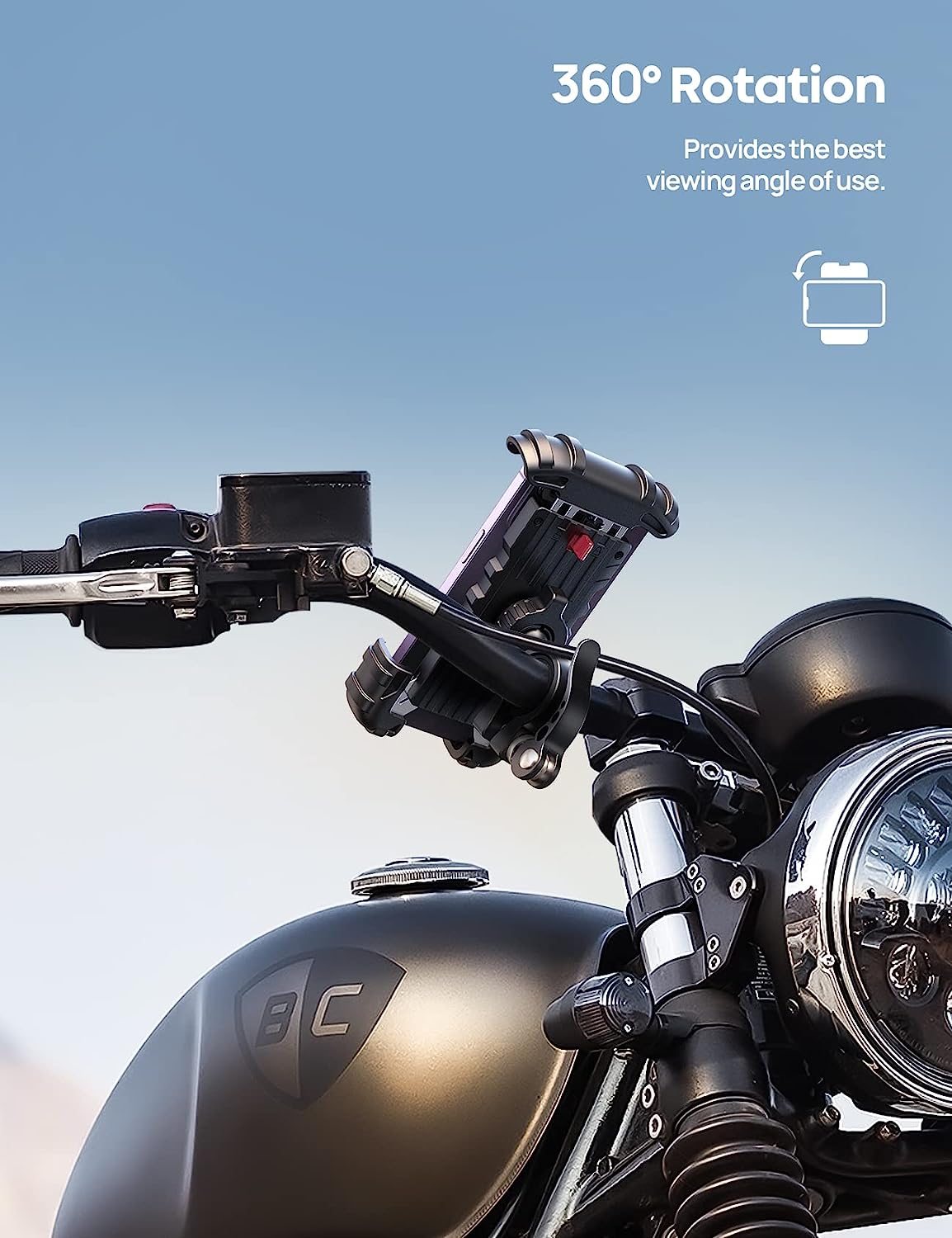 Bike Phone Holder, Motorcycle Phone Mount - Lamicall Motorcycle Handlebar Cell Phone Clamp, Scooter Phone Clip for iPhone 14 Plus/Pro Max, 13 Pro Max, S9, S10 and More 4.7" - 6.8" Smartphones