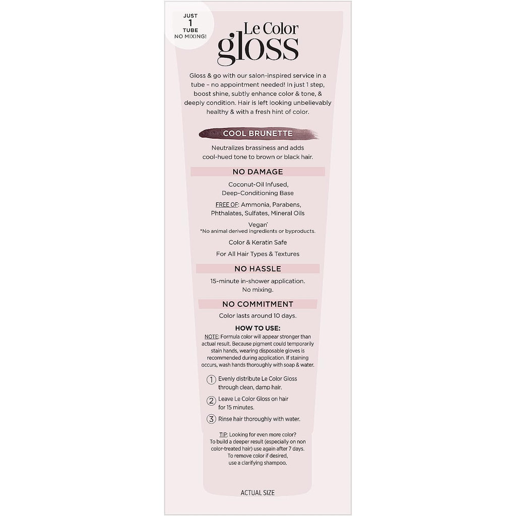 L’Oréal Paris Le Color One Step Toning Hair Gloss, Cool Brunette, 4 Ounce