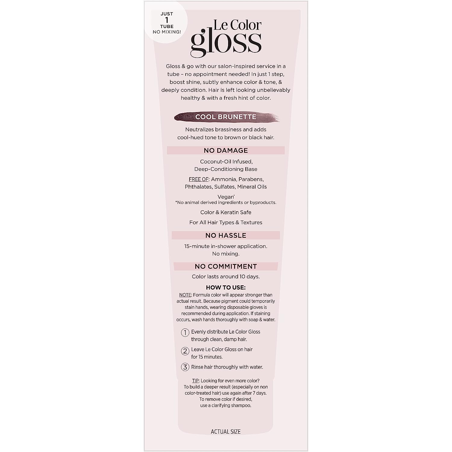L’Oréal Paris Le Color One Step Toning Hair Gloss, Cool Brunette, 4 Ounce