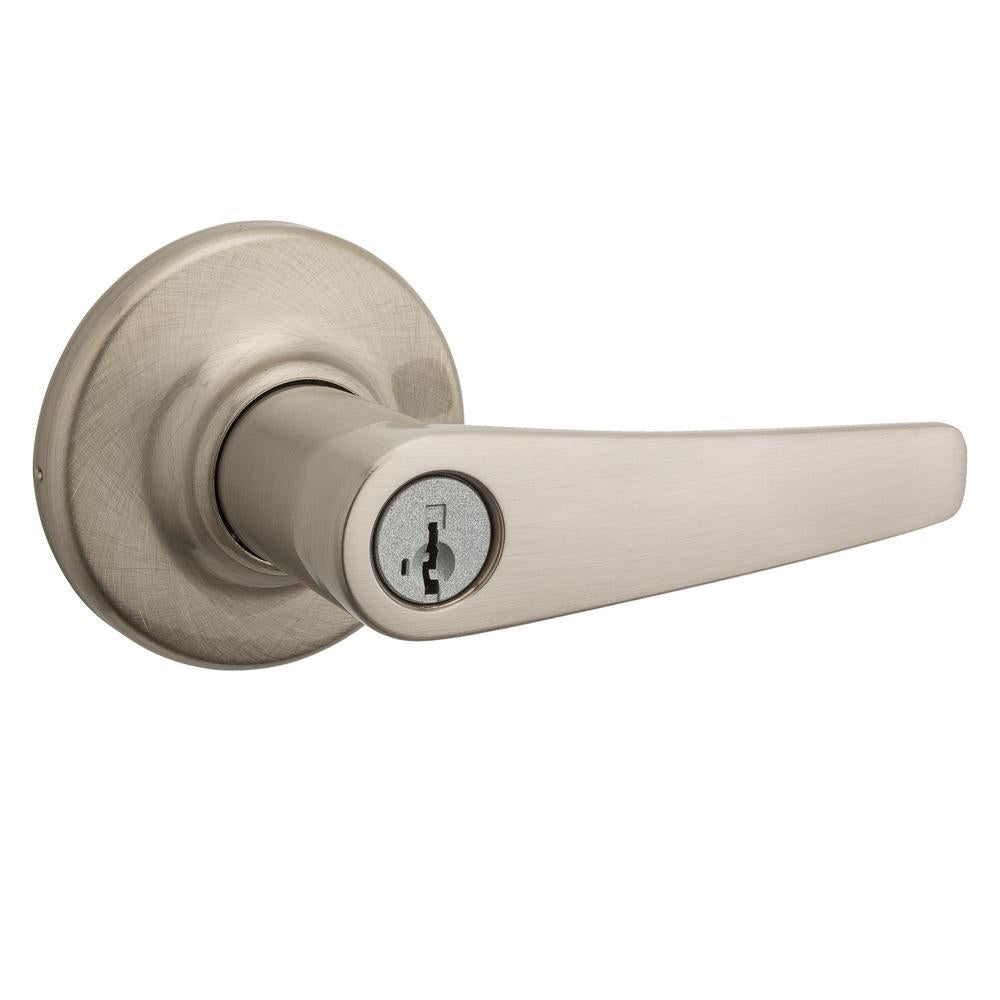 Delta Satin Nickel Exterior Entry Door Lever Featuring SmartKey Security