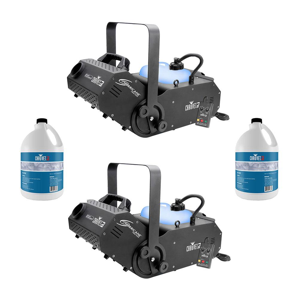 Chauvet DJ Smoke Pro Machine w/Timer Remote(2 Pack) & Smoke Fluid (2 Pack)