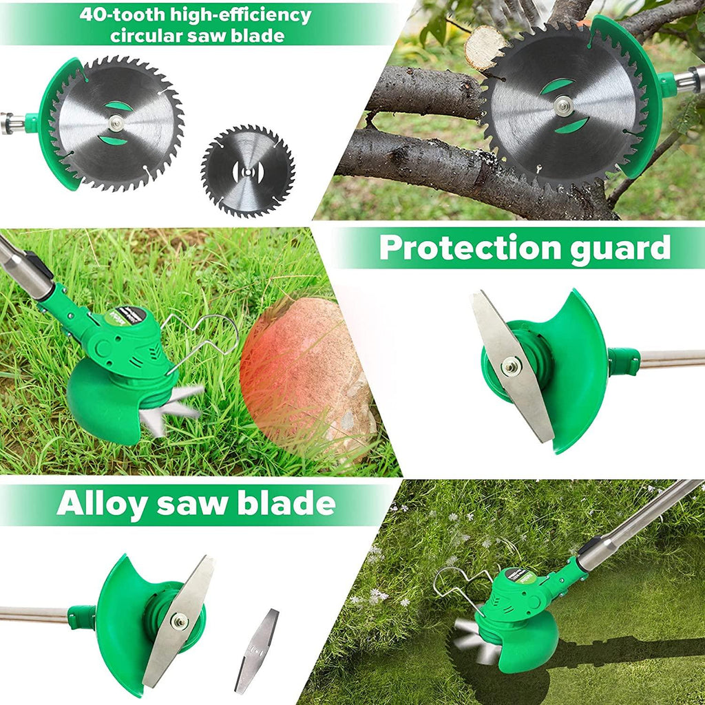 Airbike Brush Cutter Weed Wacker Weed Eater Edger Lawn Tool, Powerful, Lightweight, for Lawn, Yard, Garden, Shrub Trimming and Pruning (Green Tool w/ 1 Batterie)