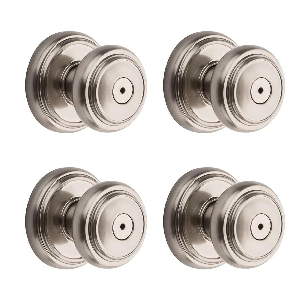 PrestiAlcott Satin Nickel Bed/Bath Door Knob (4-Pack)