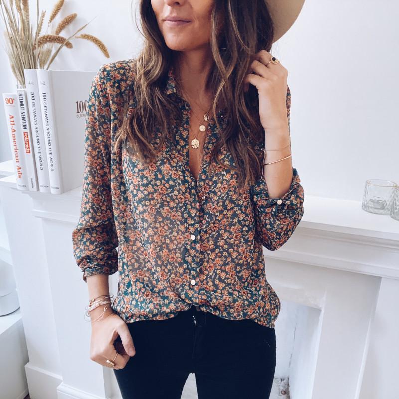 Womens Fashion Casual Floral Shirt TN01