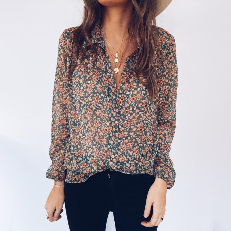 Womens Fashion Casual Floral Shirt TN01