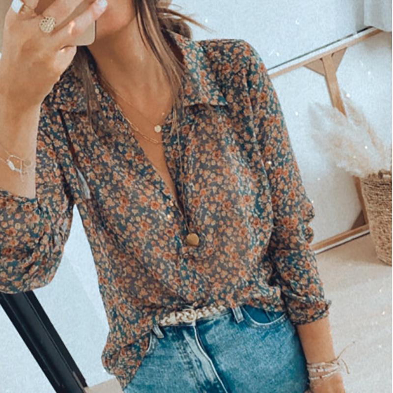 Womens Fashion Casual Floral Shirt TN01