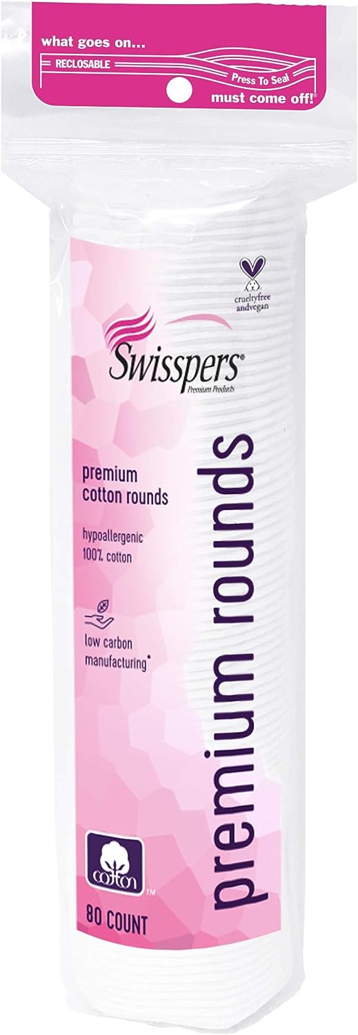 Swisspers Premium 100% Cotton Rounds, Hypoallergenic, 240 Count