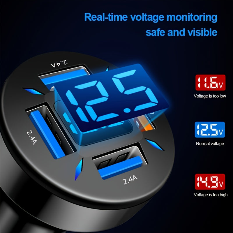 4 Ports USB PD  Car Adapter Charger QC3.0 Type C,In-Car Adapter Fast Charging