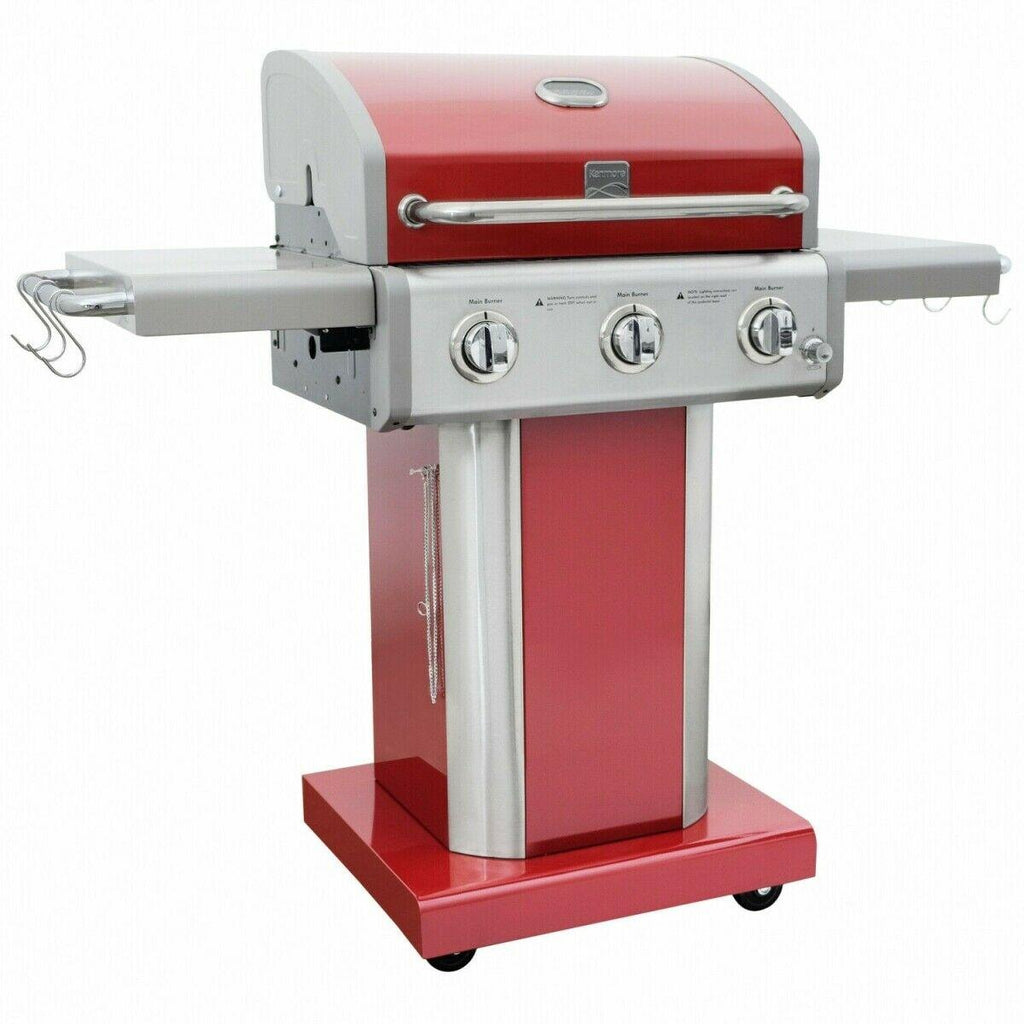 PG-4030400LD-RED 3 Burner Outdoor Patio Gas BBQ Propane Grill, Red