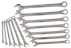 S K Hand Tools SKT86118 SuperKrome Fractional Long Pattern Combination Wrench Set - 13 Pieces