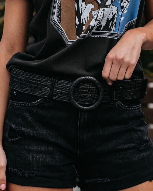 Marcella Straw Belt - Black