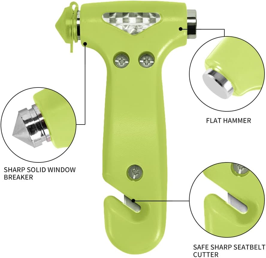 MOTORBUDDY 2-Pack Car Safety Hammer, Auto Emergency Escape Hammer with Window Breaker and Seat Belt Cutter, Emergency Escape Tool for Car Accidents, Glow in The Dark