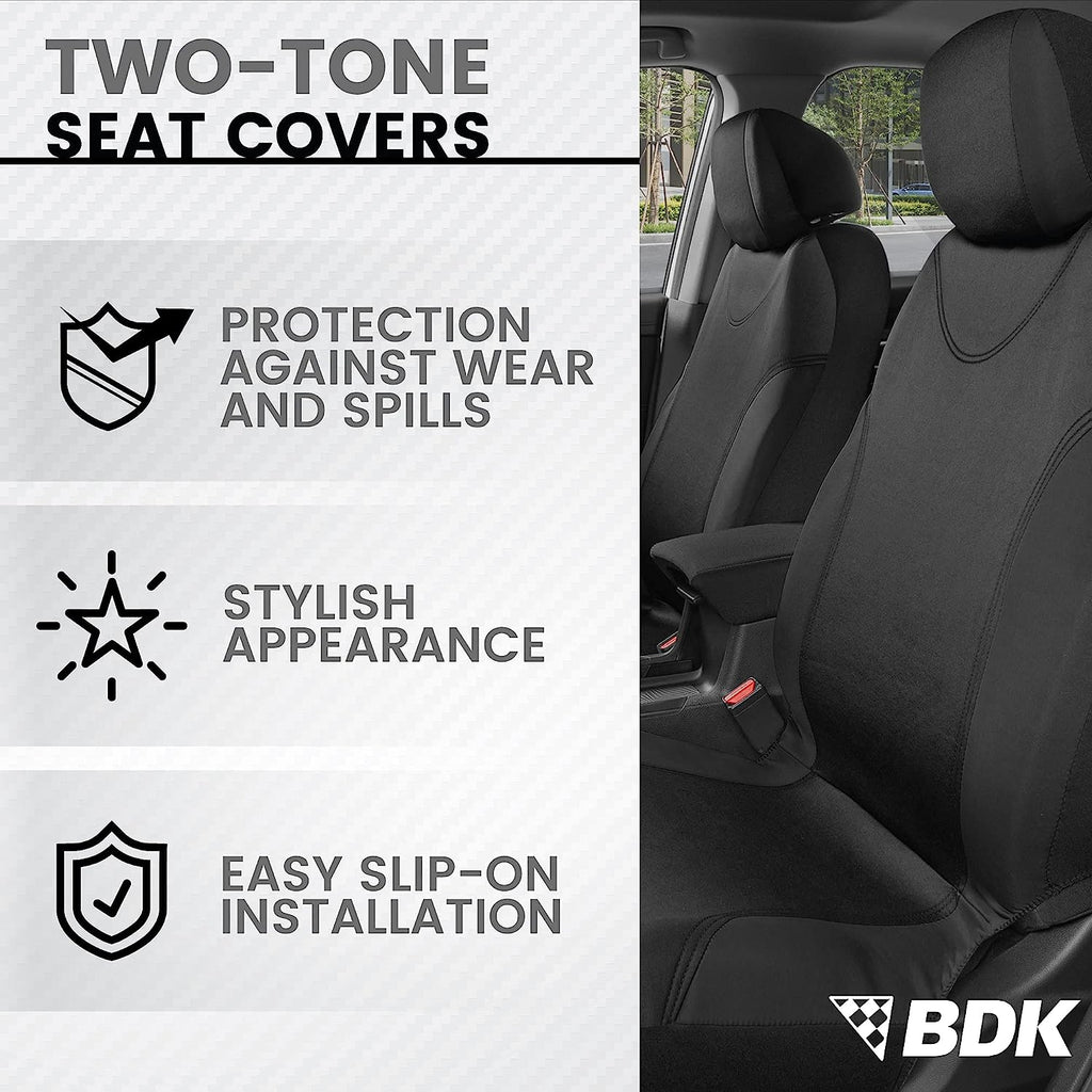 BDK UltraSleek Car Seat Covers, Universal Fit Car Seat Cover Set, Ideal Seat Covers for Cars Trucks SUV, Includes Seat Covers for Front Seats and Rear Bench Seat, Automotive Interior Covers (Black)