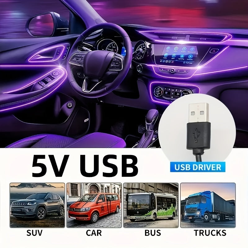 196.85inchCar Environment El Wire LED USB Flexible Neon Interior Lights Assembly RGB Light For Automotive Decoration Lighting Accessories