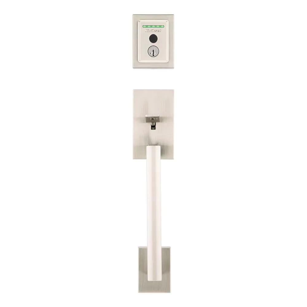 Halo Touch Satin Nickel CNT Fingerprint WiFi Elec Smart Lock Deadbolt Feat SmartKey Security with San Clemente Handleset