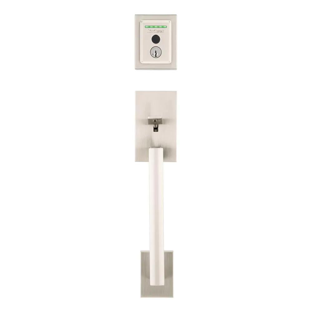 Halo Touch Satin Nickel CNT Fingerprint WiFi Elec Smart Lock Deadbolt Feat SmartKey Security with San Clemente Handleset
