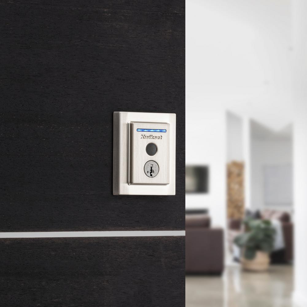 Halo Touch Satin Nickel CNT Fingerprint WiFi Elec Smart Lock Deadbolt Feat SmartKey Security with San Clemente Handleset