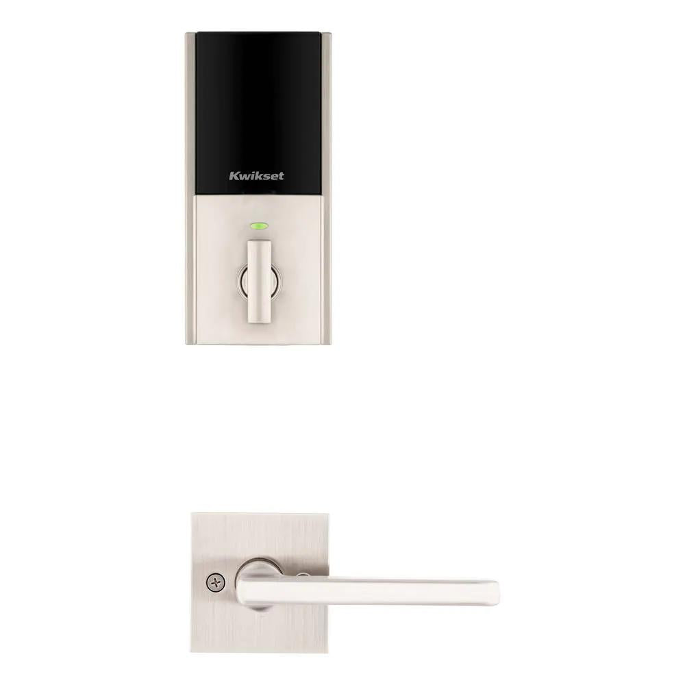 Halo Touch Satin Nickel CNT Fingerprint WiFi Elec Smart Lock Deadbolt Feat SmartKey Security with San Clemente Handleset