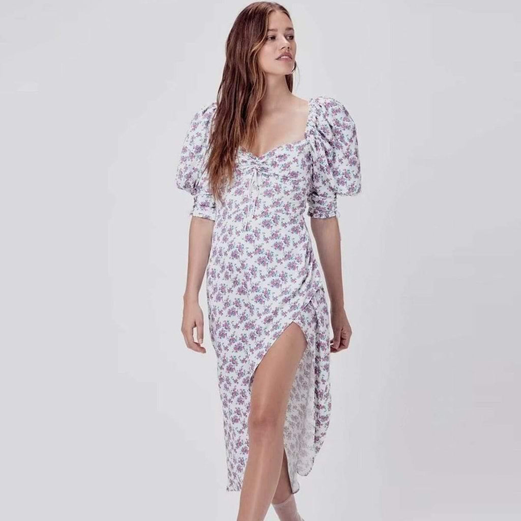 vintage floral print midi dress