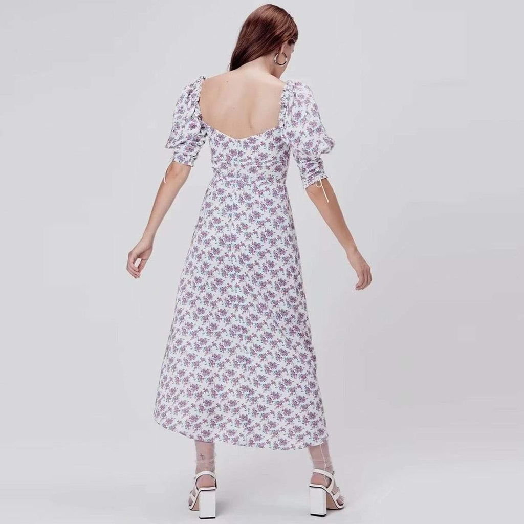 vintage floral print midi dress