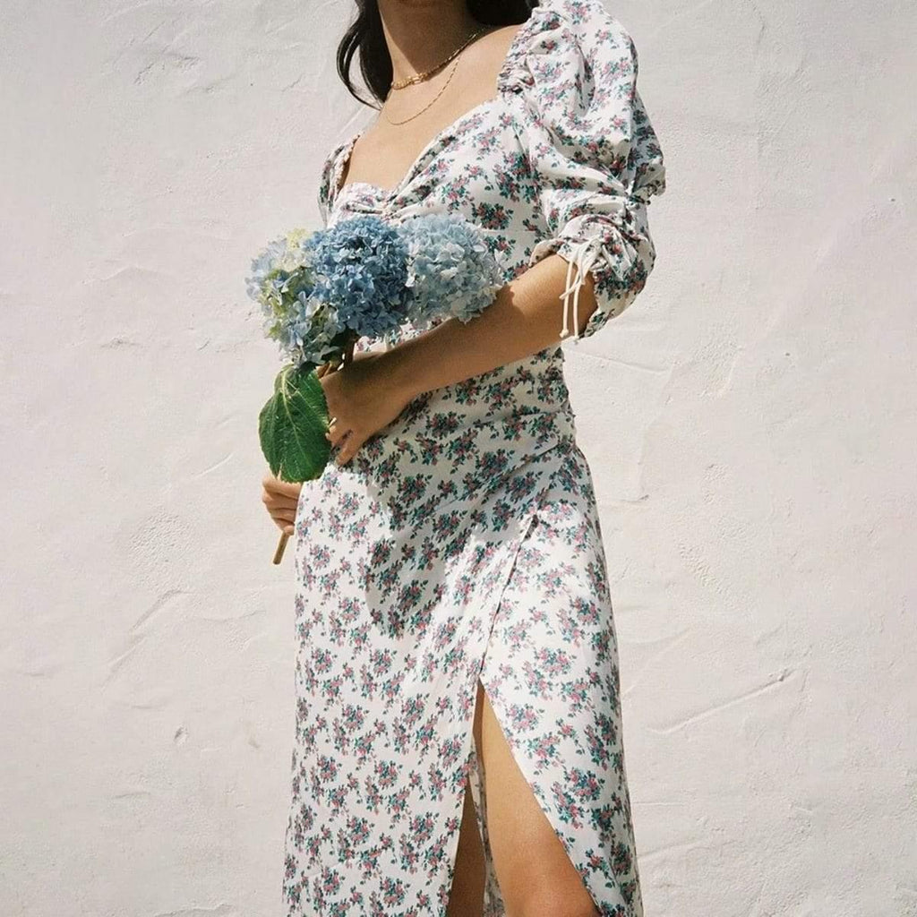 vintage floral print midi dress