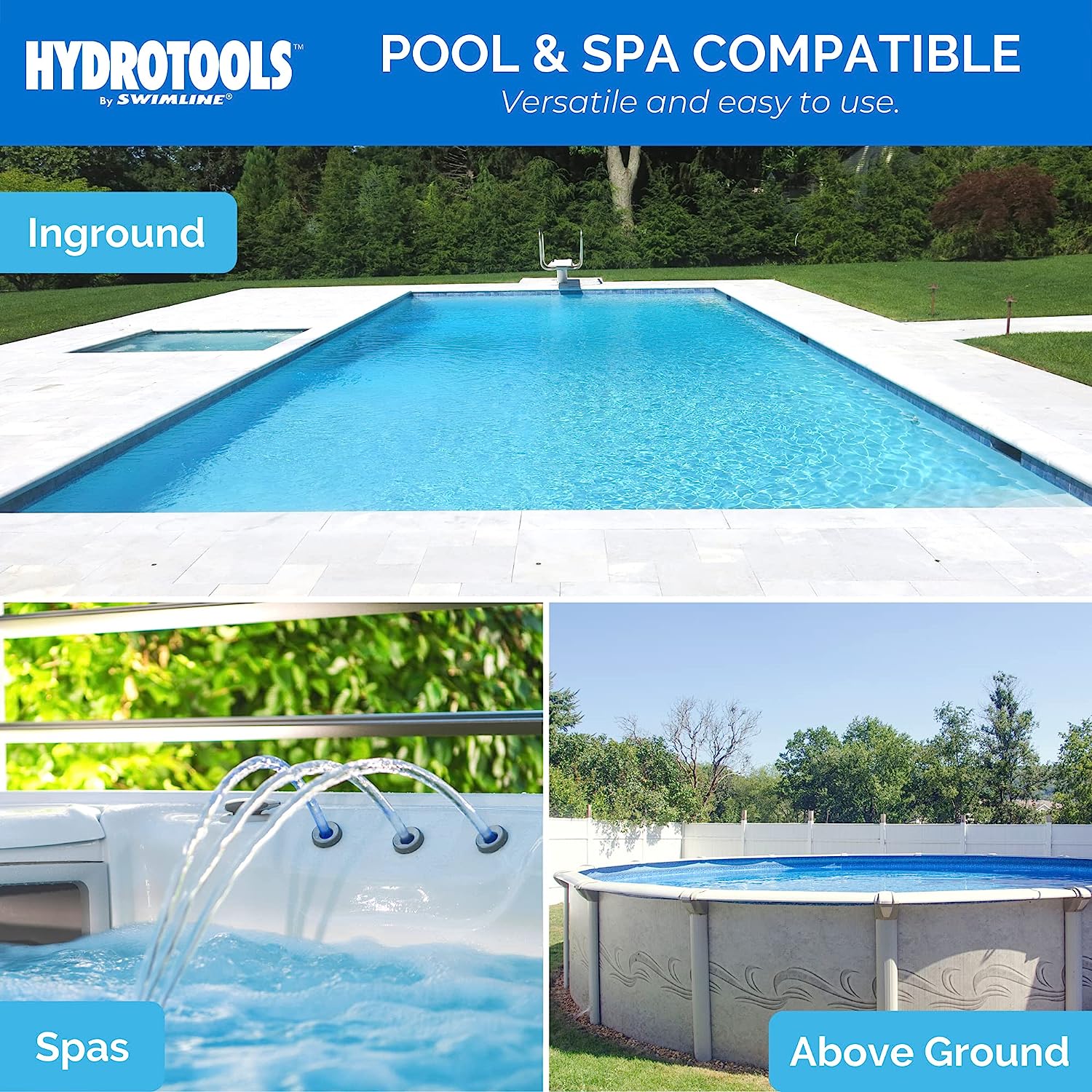 HYDROTOOLS BY SWIMLINE 8725 Large Capacity Pool &amp; Spa Chemical Dispenser | Compatible With Bromine &amp; Chlorine Supports 1-3’’ Tablets | Adjustable Control Ring For Customizable Flow Rate