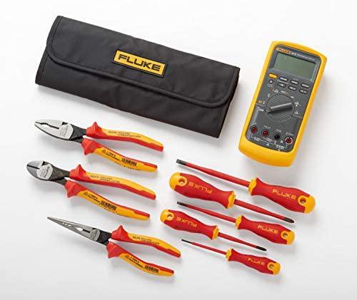 GUONING-L Tools 87V Industrial Multimeter + Hand Tools Starter Kit (5 insulated screwdrivers and 3 insulated pliers) Wire Stripping